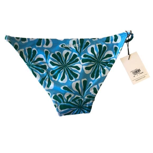 NEW DAZE DAYZ Korean Jjokbit Bikini Bottom Blue Green Daisy Print Sz S - Picture 4 of 5